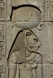 Detalj av en relief, Bastet-sten